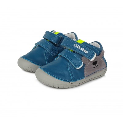 D.D. step barefoot chlapčenská detská celokožená obuv S070-371 Bermuda Blue